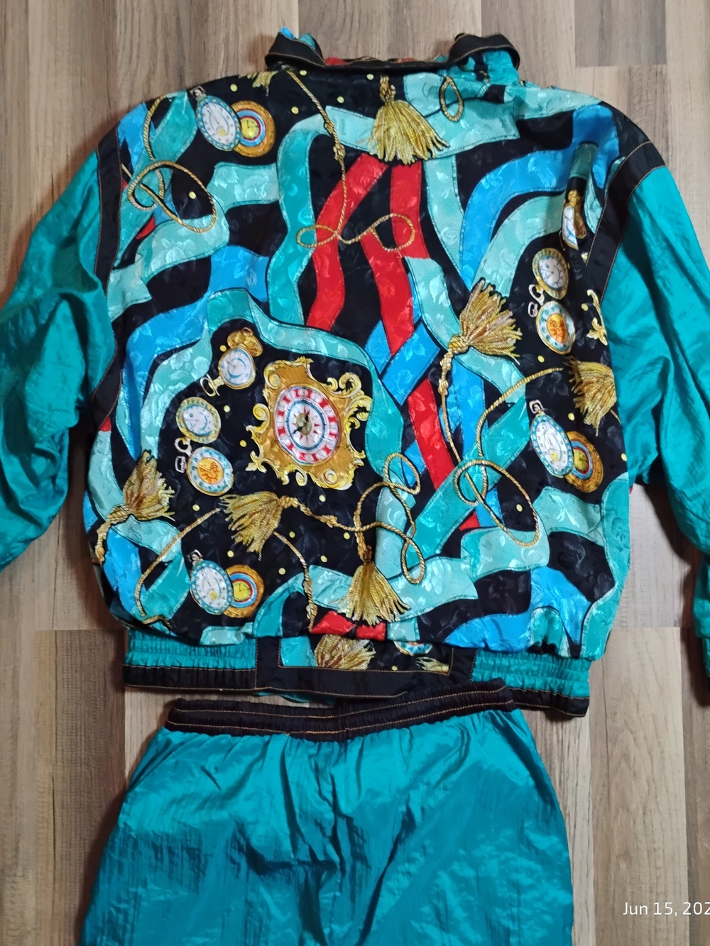 Vintage 80s Teal & Black Track Jacket and Joggers Set - Picture 7 of 8